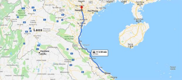 route-map-hue-to-hanoi-vietnam
