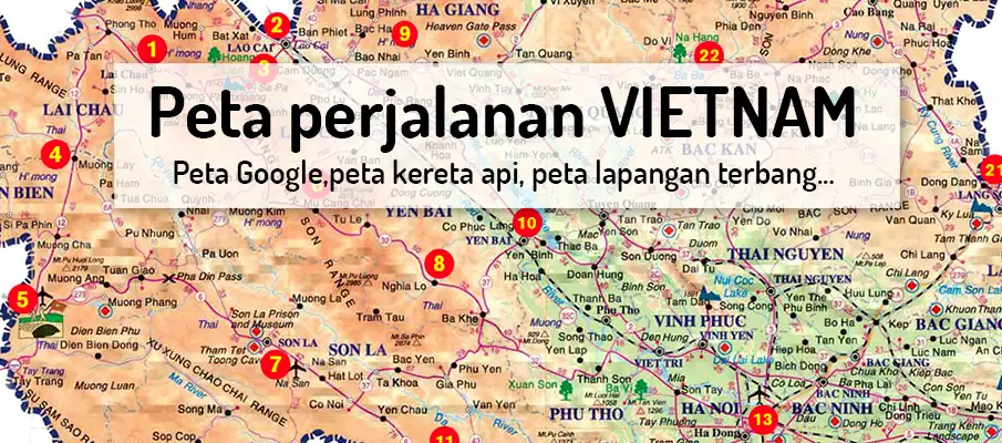 Peta Pelancongan Vietnam Utara dan Selatan Peta Vietnam - Utara, Selatan, Tengah