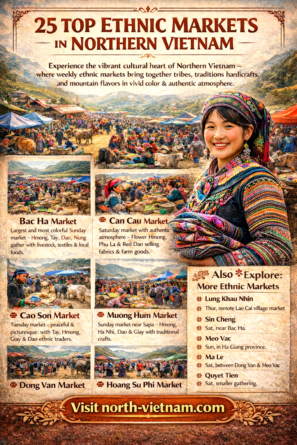 Map of ethnic markets in northern Vietnam with key locations
