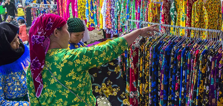 Ethnic market in Tam Son Ha Giang Vietnam local people traditional clothing and market atmosphere