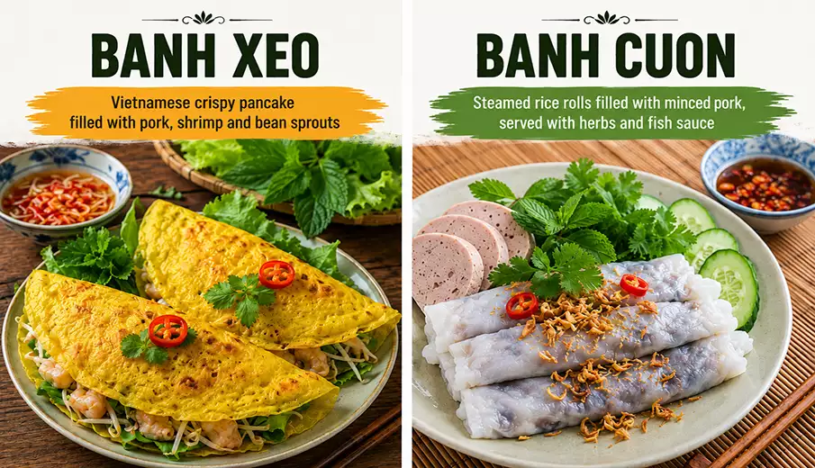 Banh Xeo and Banh Cuon in Vietnam