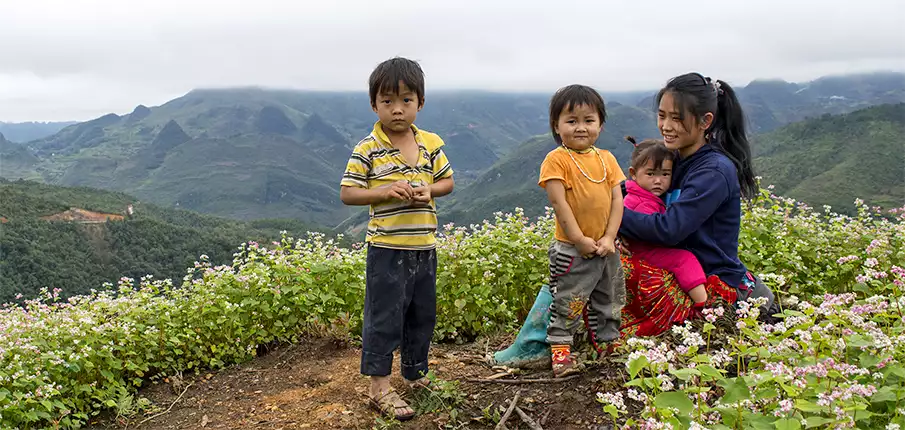 Children in Ha Giang near Dong Van and Lung Cu northern Vietnam