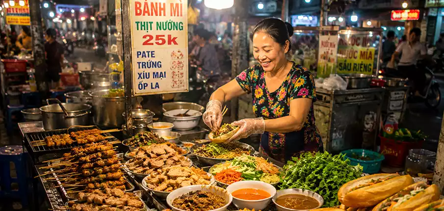 Street food and local restaurants in Vietnam