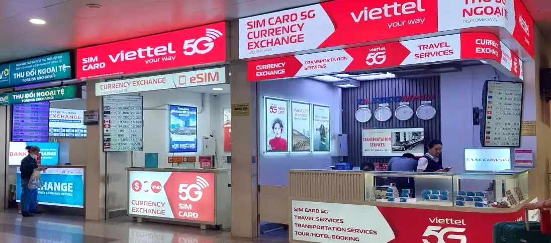 Viettel store at the Noi Bai airport viettel-sim-card-shop-noi-bai-airport-vietnam