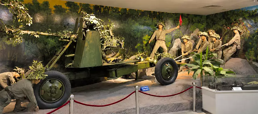 Exhibition at Dien Bien Phu Victory Museum, Vietnam Historic exhibition inside the Dien Bien Phu Victory Museum in Vietnam