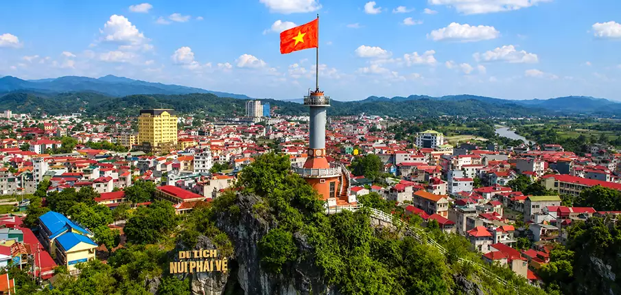 Panoramic view of Lang Son City from Phai Ve Flagpole in Northeast Vietnam