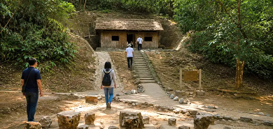 Muong Phang Headquarters, Dien Bien Phu, Vietnam Tourists visiting Muong Phang Headquarters near Dien Bien Phu in northwest Vietnam