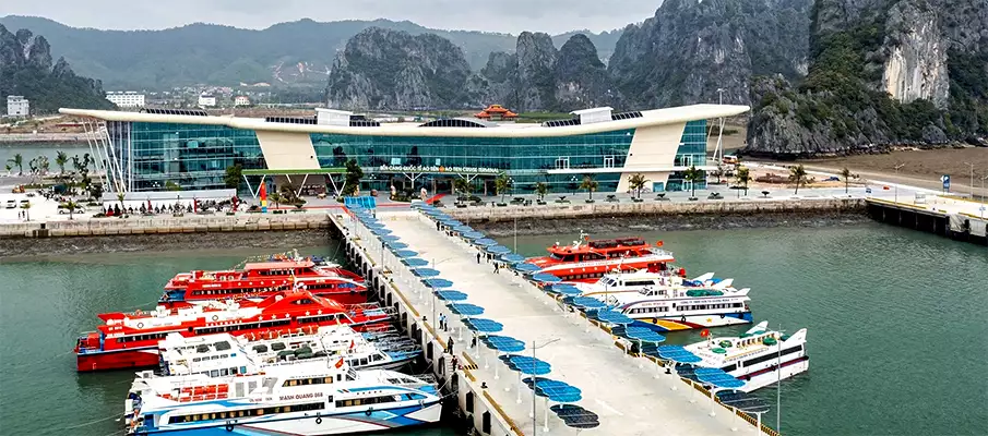 Ao Tien International Ferry Terminal in Van Don with high-speed ferries to Quan Lan and Co To Island, Quang Ninh, Vietnam