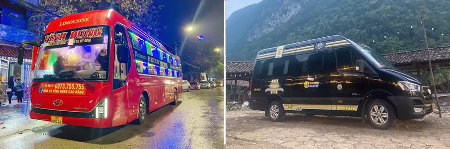 Bus and minivan traveling from Hanoi to Cao Bang