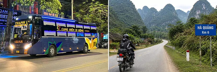Bus and motorbike travel from Hanoi to Pac Bo via Cao Bang