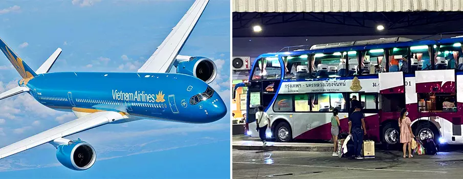 Traveling from Vietnam to Thailand by plane or bus Plane and bus as transport options for traveling from Vietnam to Thailand